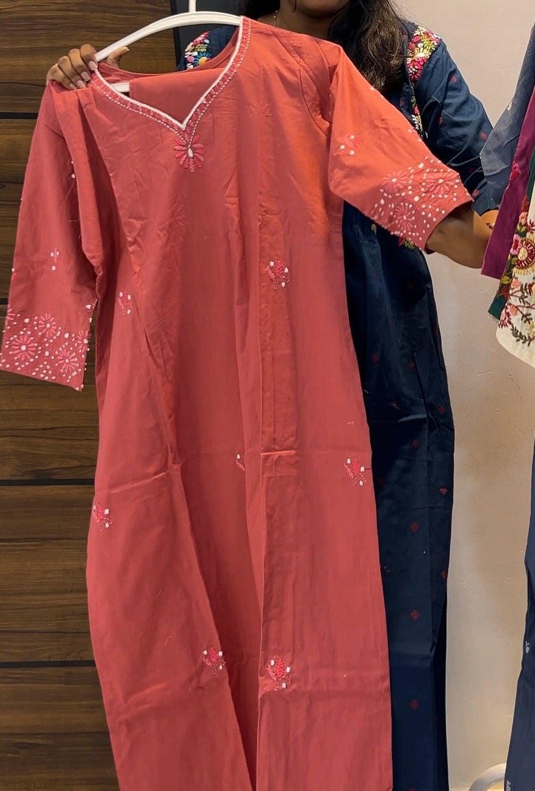 Pure Cotton Embroidered Two-Piece Kurta Set