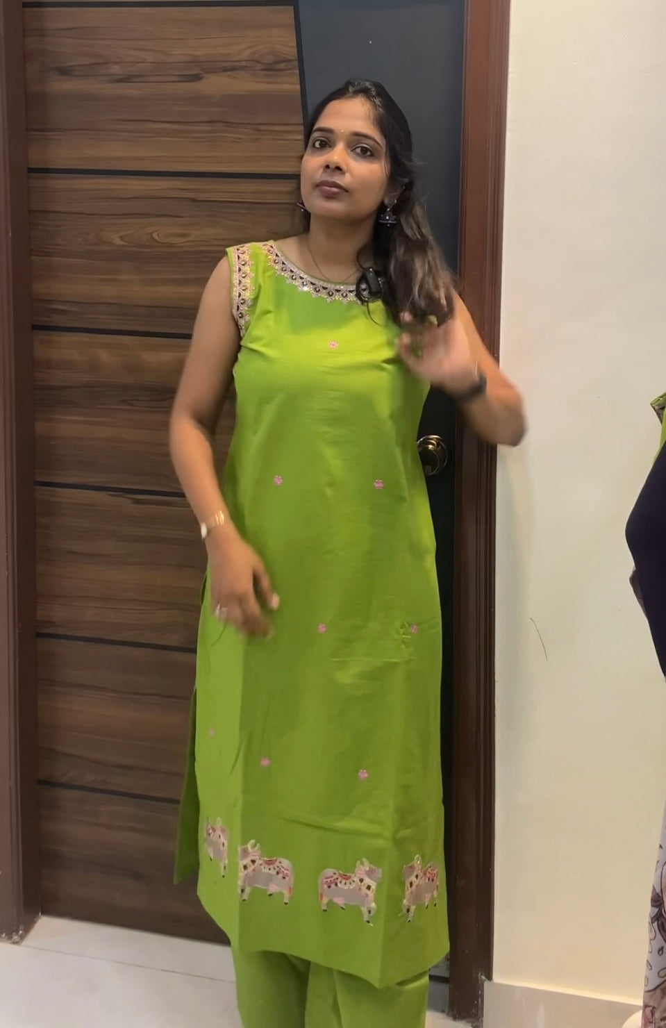 Cotton Pichwai Embroidered Two-Piece Kurta Set