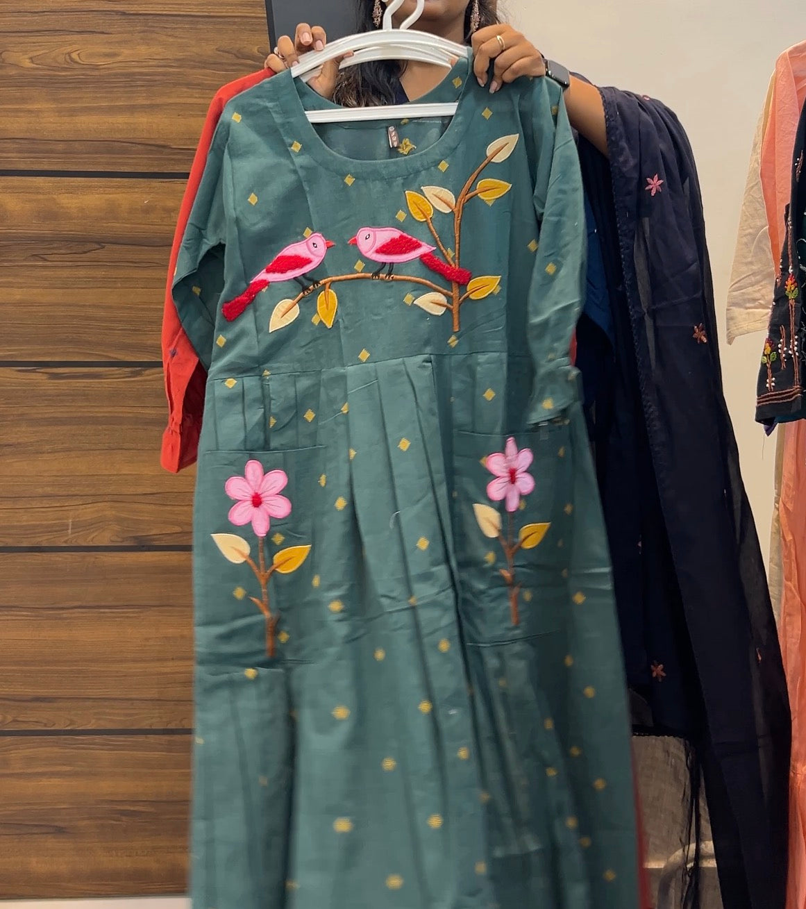 Pure Handloom Jamdani Woven Frock with Pockets