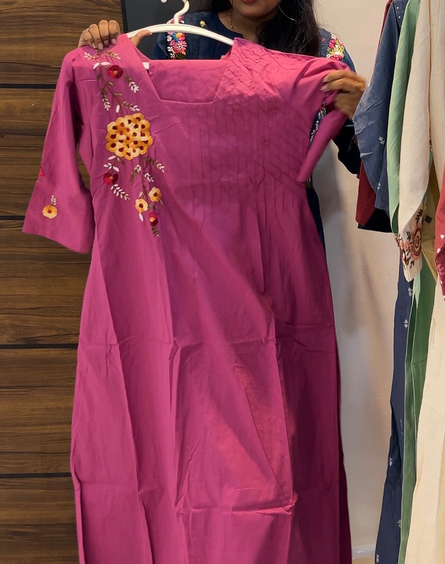 Pure Cotton Embroidered A-Line Two-Piece Kurta Set