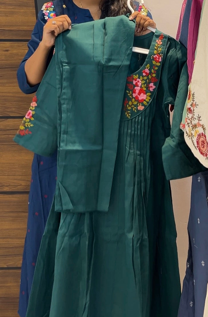 Pure Cotton Embroidered A-Line Two-Piece Kurta Set