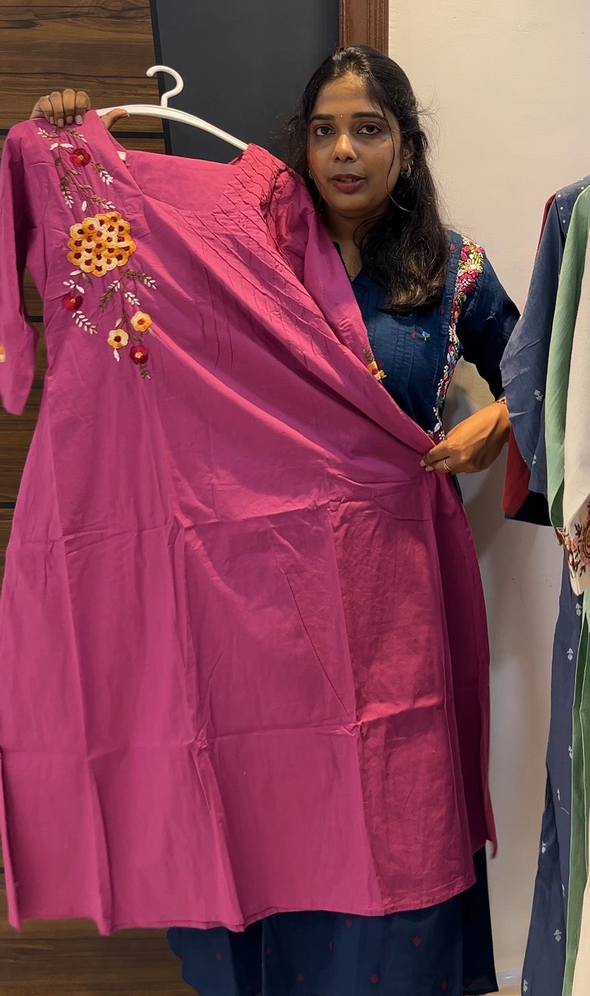 Pure Cotton Embroidered A-Line Two-Piece Kurta Set