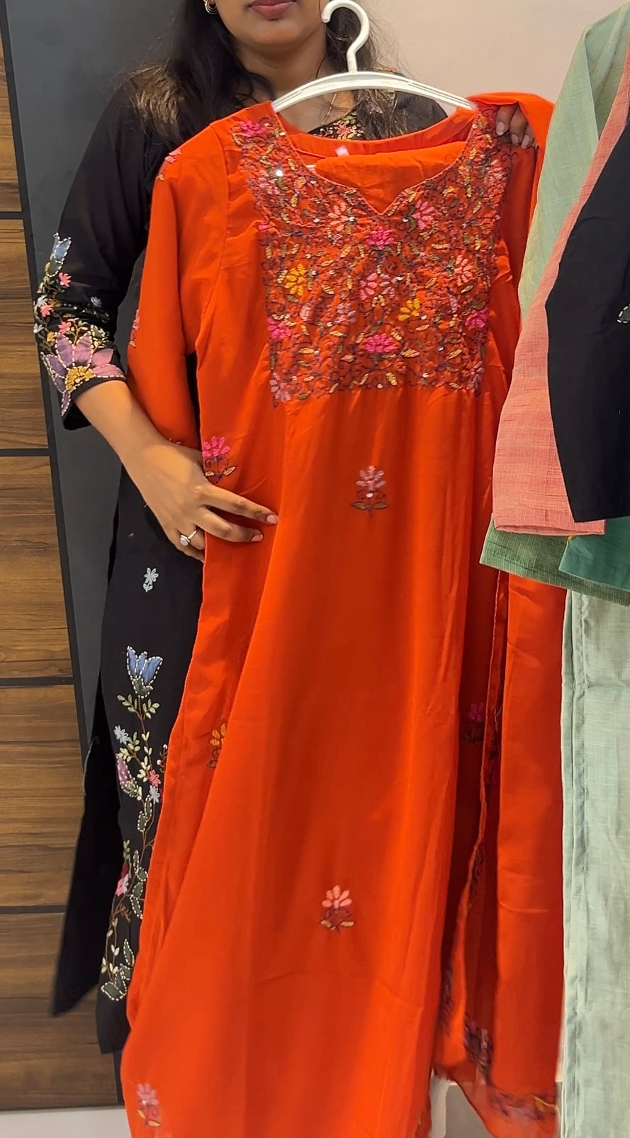 Pure Georgette Floral Embroidered Three-Piece Kurta Set