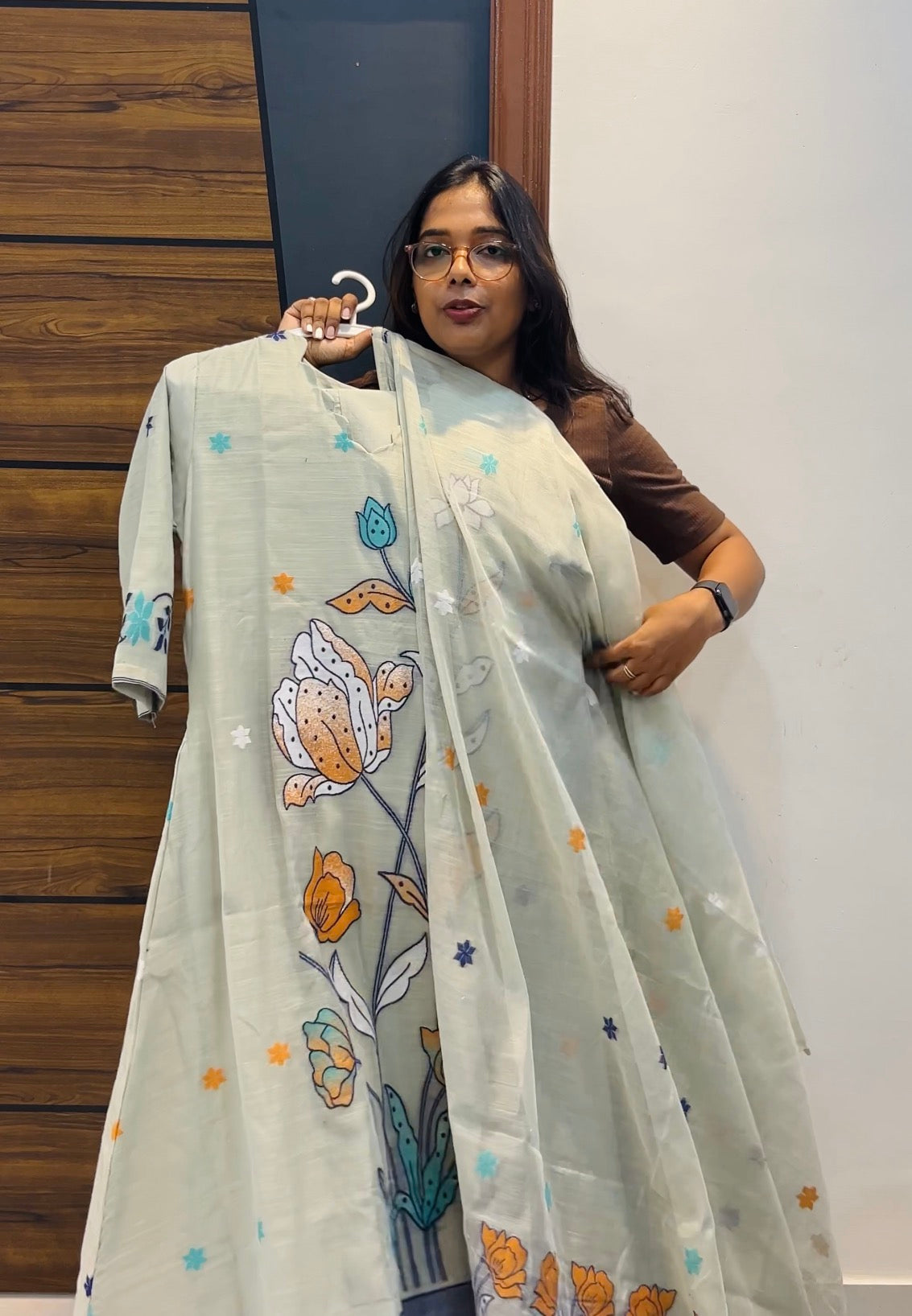 Premium Jamdani A-Line Three-Piece Kurta Set