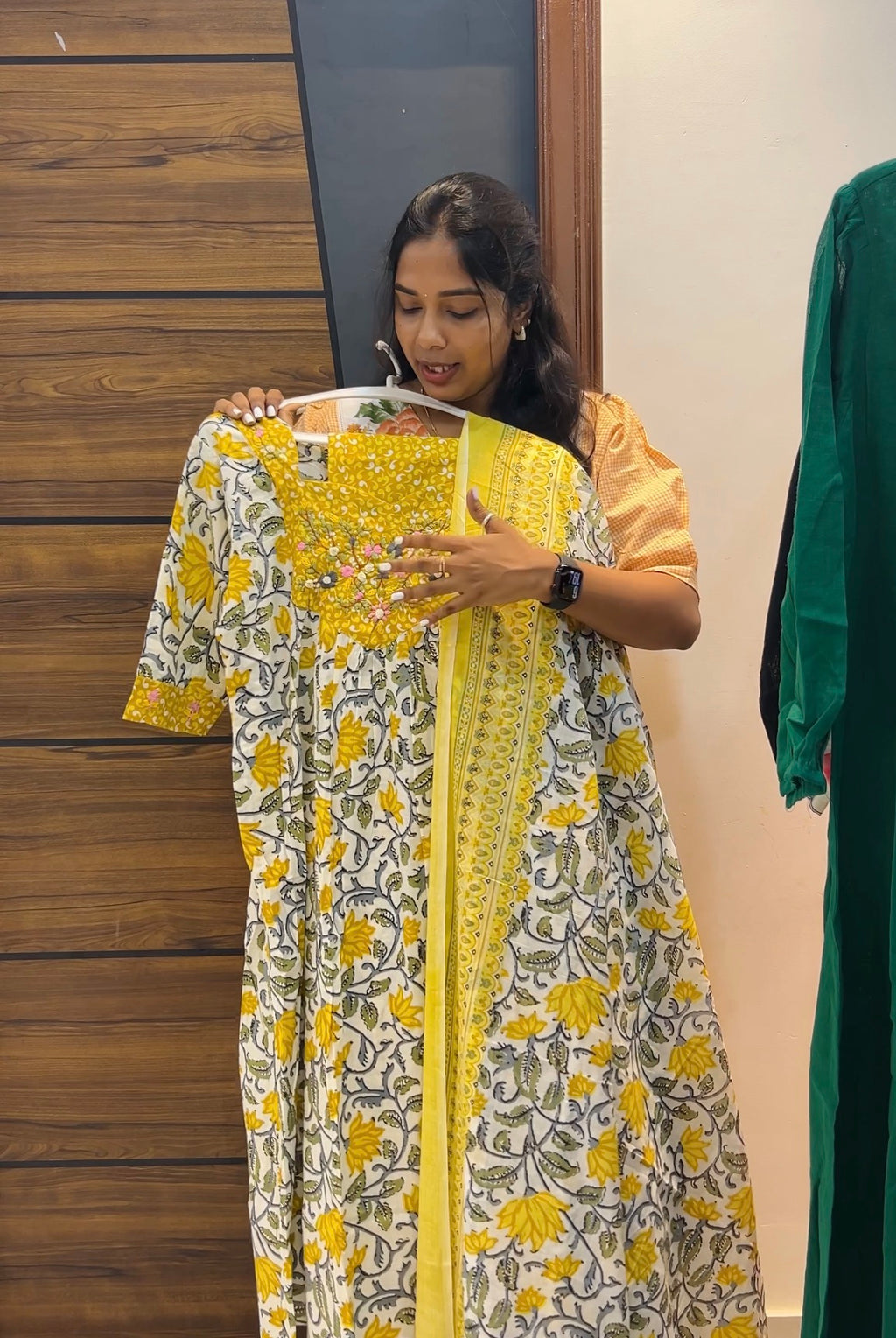 Pure Cotton A-Line Three-Piece Kurta Set