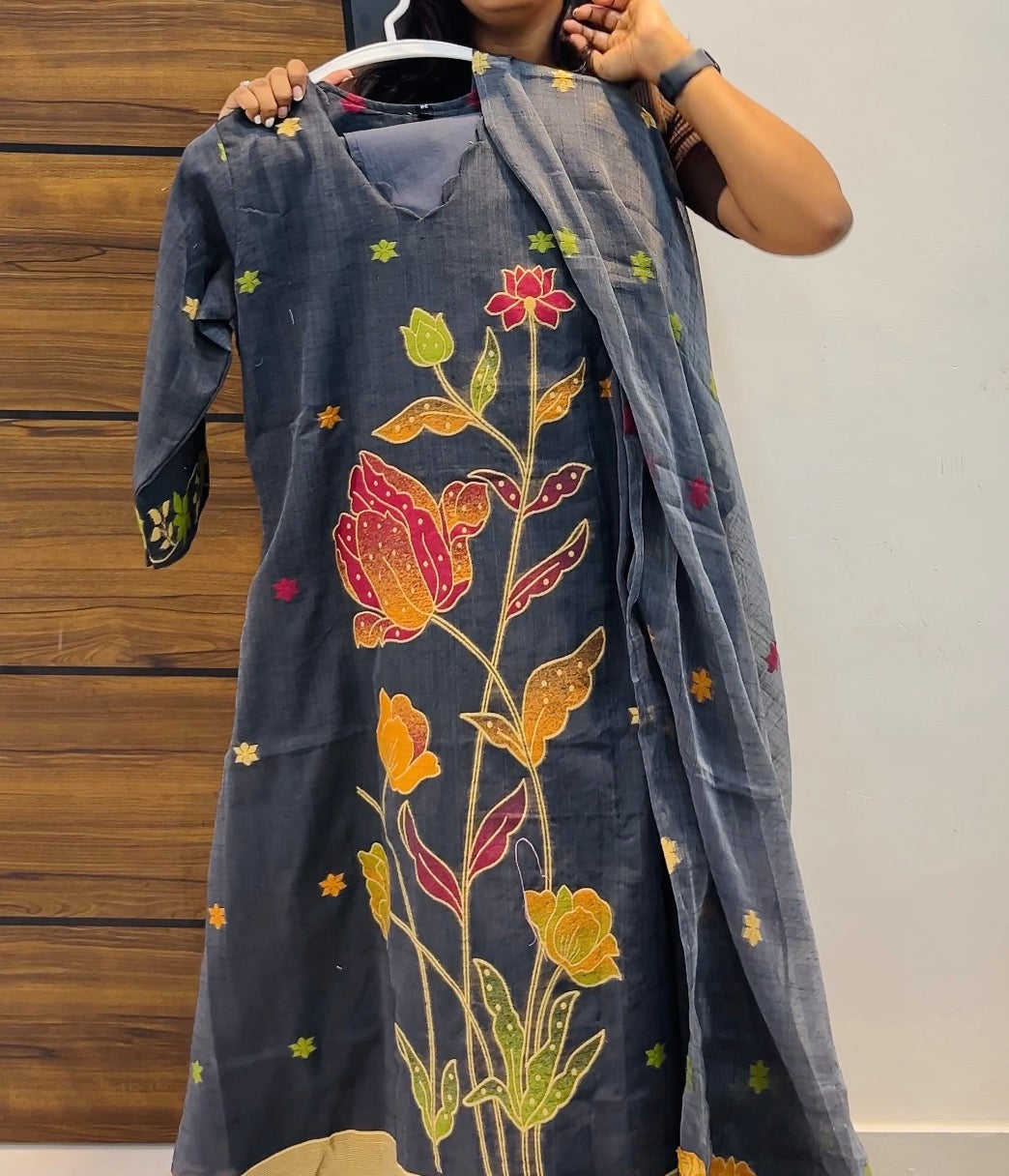 Premium Jamdani A-Line Three-Piece Kurta Set