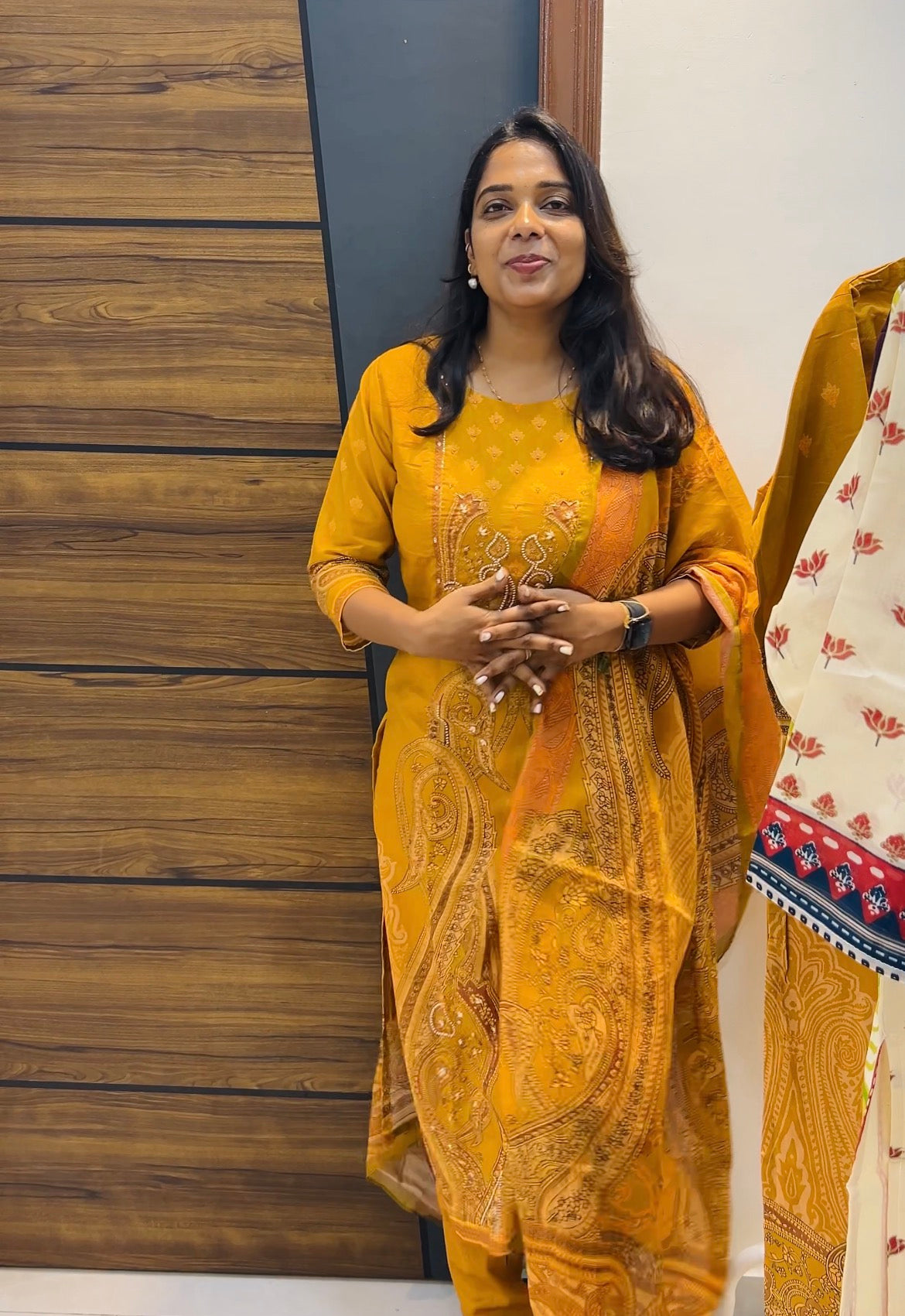 Pure Cotton Three-Piece Kurta Set with Lining & Work