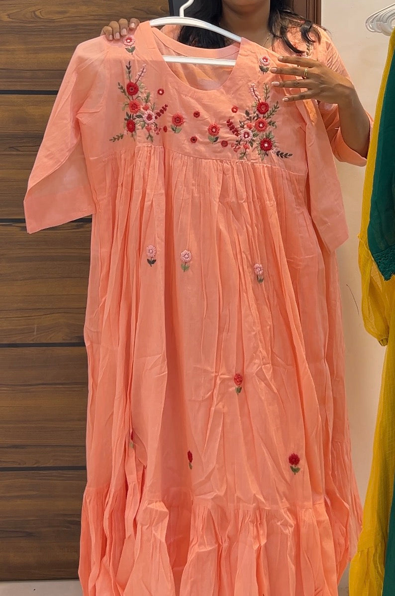 Premium Mul Cotton Embroidered Frock