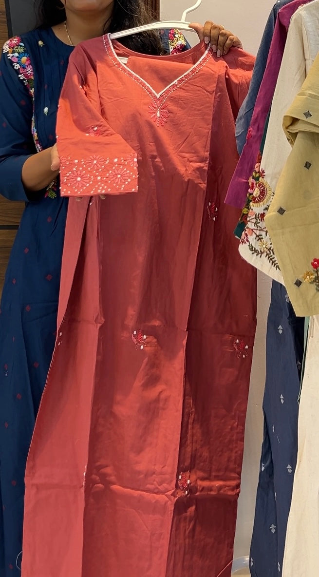 Pure Cotton Embroidered Two-Piece Kurta Set