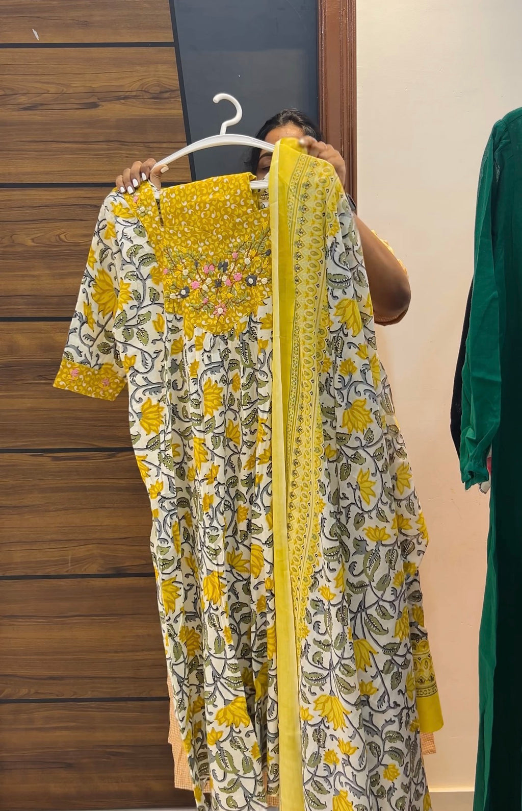 Pure Cotton A-Line Three-Piece Kurta Set