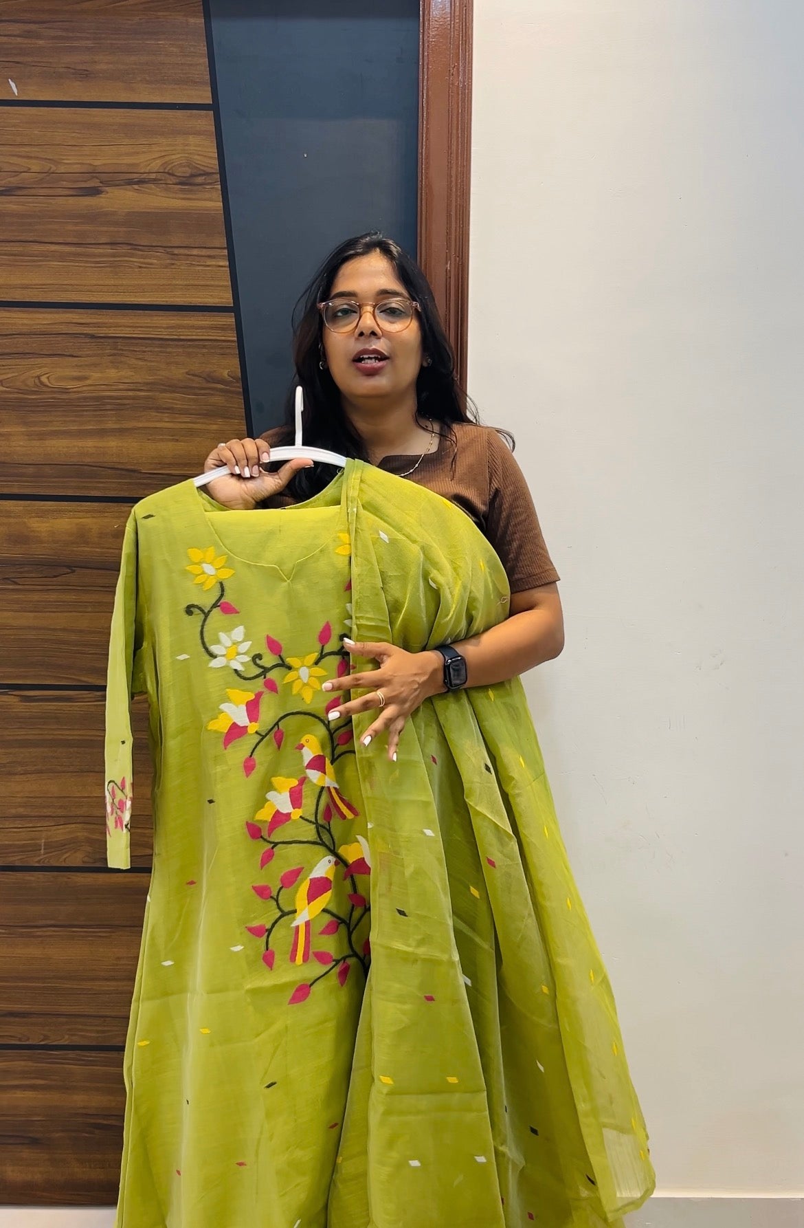 Premium Jamdani A-Line Three-Piece Kurta Set