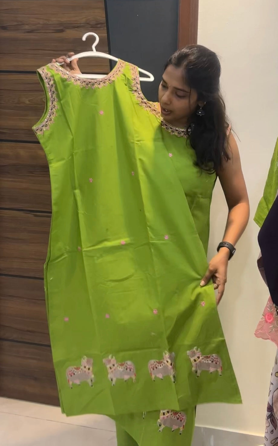 Cotton Pichwai Embroidered Two-Piece Kurta Set