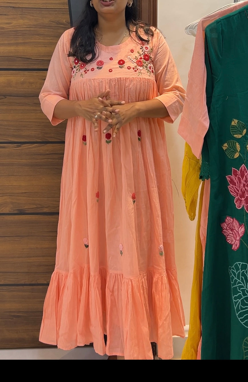 Premium Mul Cotton Embroidered Frock
