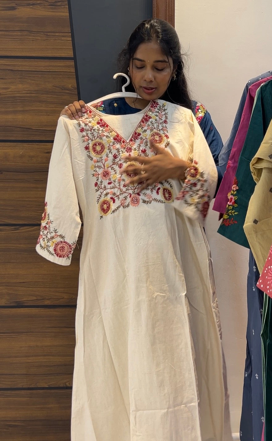 Organic Cotton Embroidered A-Line Two-Piece Kurta Set