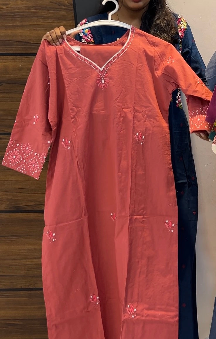 Pure Cotton Embroidered Two-Piece Kurta Set