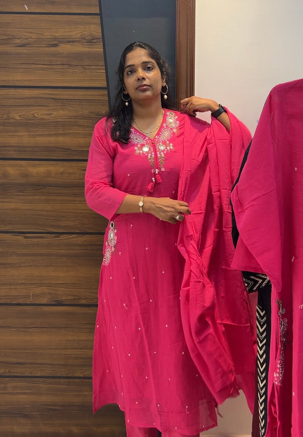 Premium Mal Cotton Full-Length A-Line Three-Piece Kurta Set