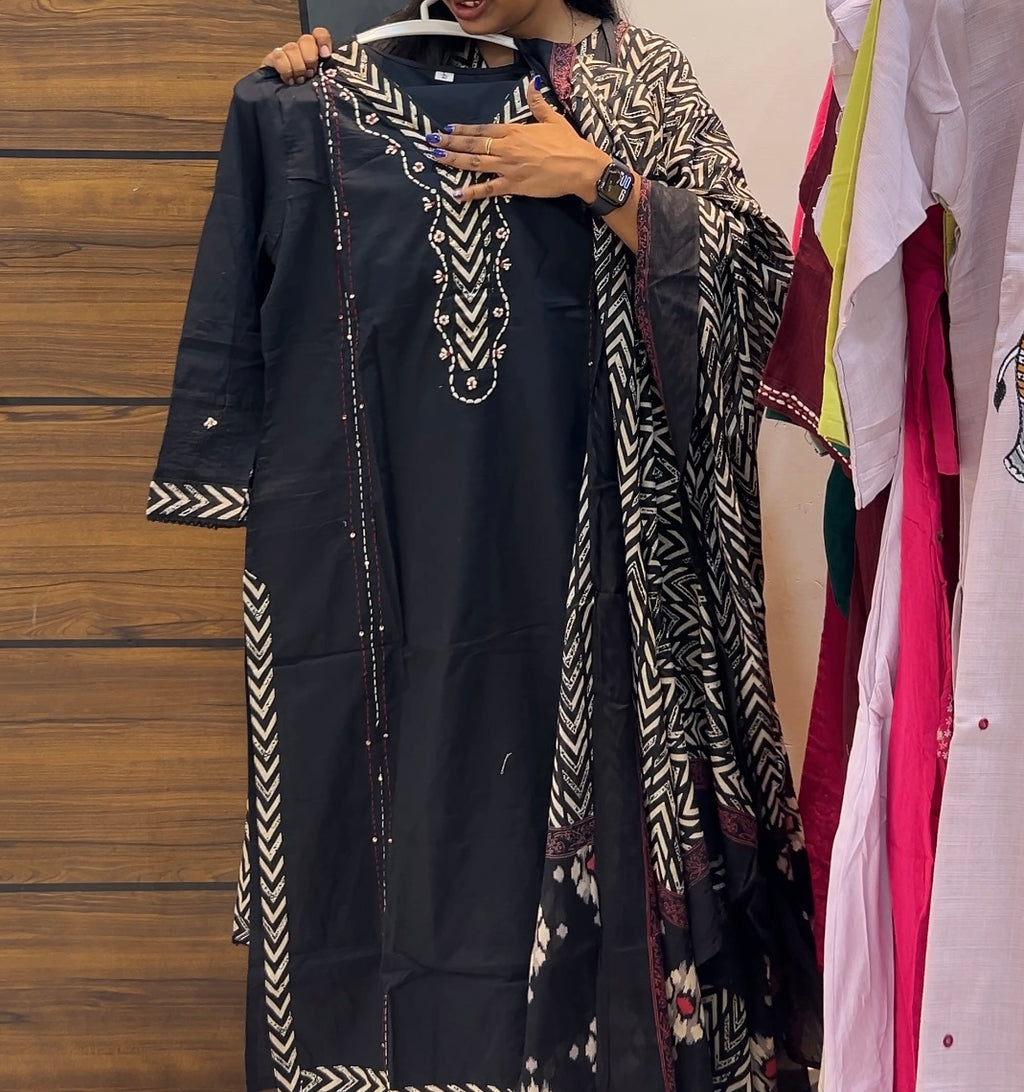 Cotton Three-Piece Kurta Set