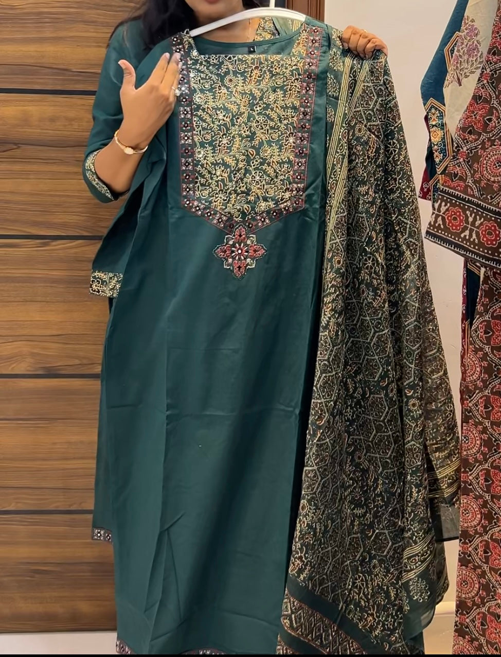 Pure Jaipur Cotton Three-Piece Kurta Set