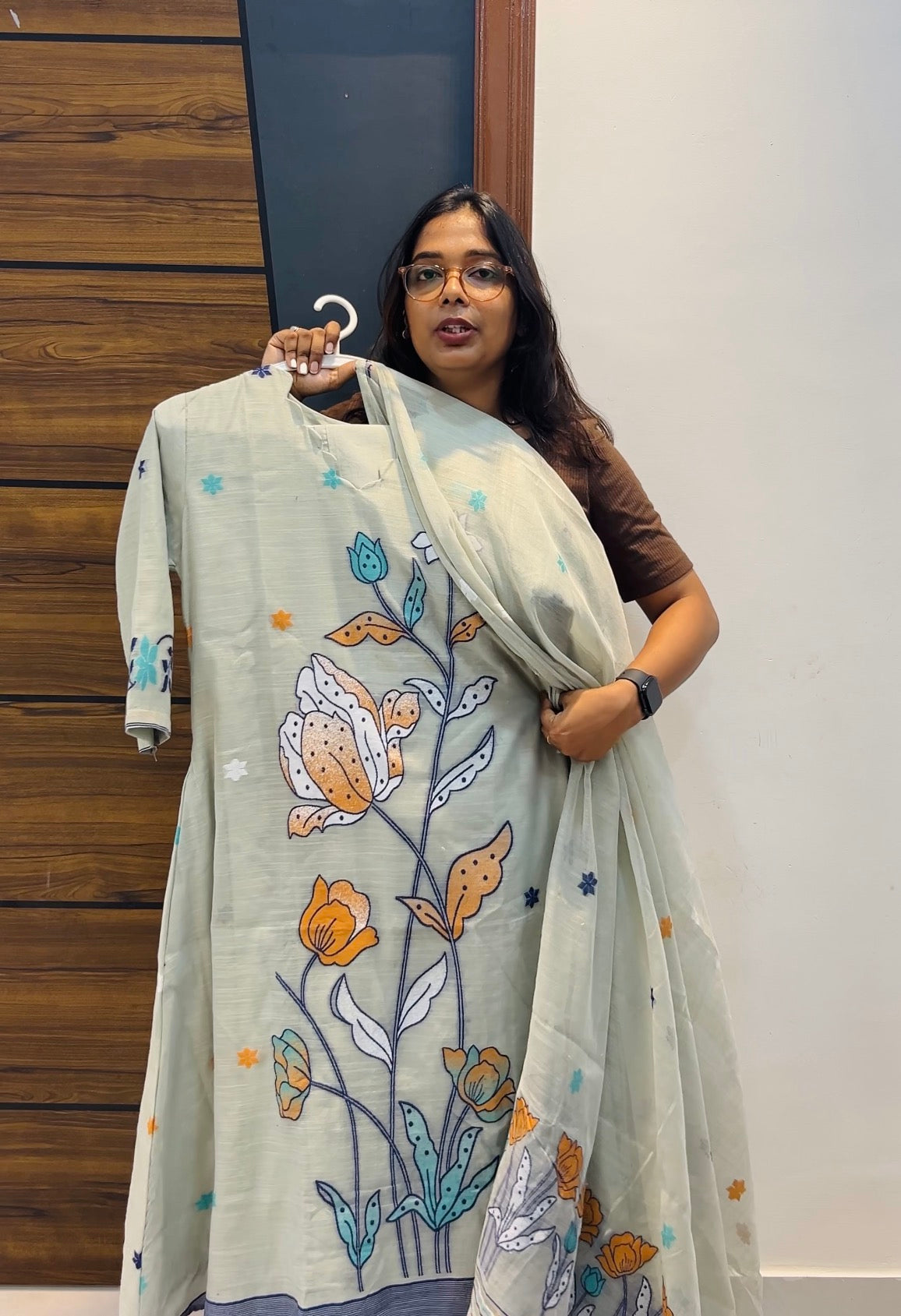 Premium Jamdani A-Line Three-Piece Kurta Set
